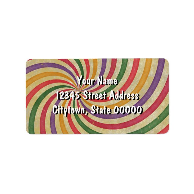 Etiqueta Groovy Spiral Raio Solar Design Grungy (Frente)