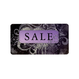 Etiqueta Grunge Glitter Salon Black Purple Sale Endereço