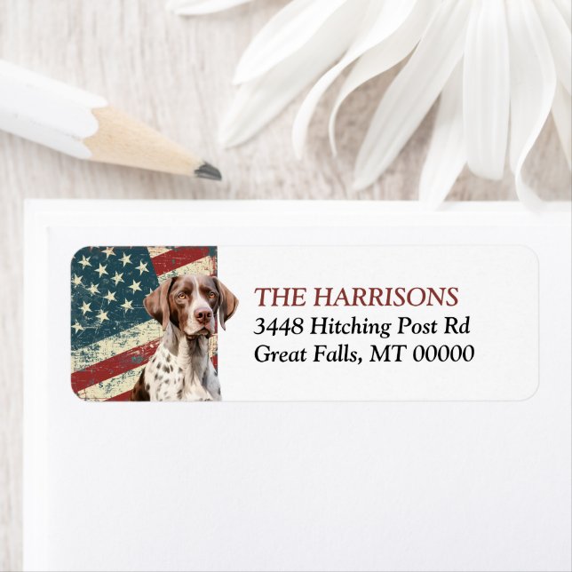 Etiqueta Grunge USA Flag German Shorired Dog (Insitu)