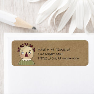 Etiqueta Grungy Primitive Rag Doll Country Return Address L