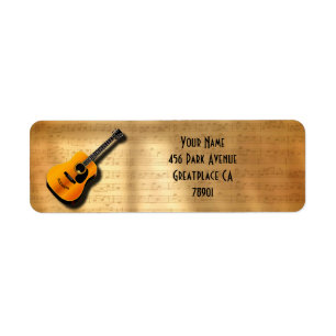 Etiqueta Guitarra acústica do vintage com nome do costume