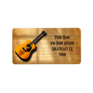 Etiqueta Guitarra acústica do vintage com nome do costume
