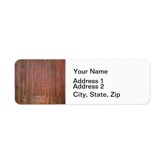 Etiqueta Gustav Klimt Fir Forest Tannenwald árvores vermelh (Frente)