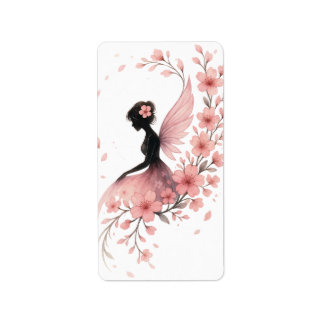Etiqueta Hada Rosa con Flores de Sakura