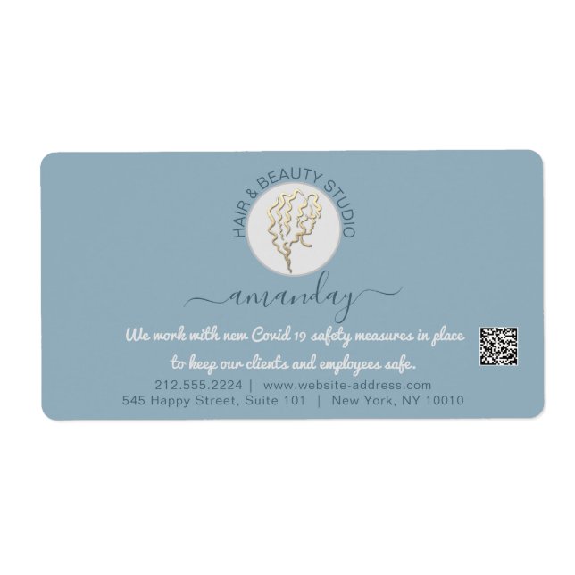 Etiqueta Hairdresser Beaudi Studi Pisca o Logotipo Dourado  (Frente)