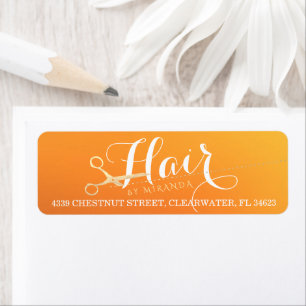 Etiqueta Hairstylist Makeup Salon Chic Orange Tesoura Doura