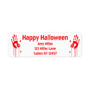 Etiqueta Halloween Bloody Handprint