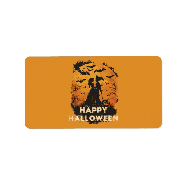 Etiqueta Halloween-Duo im Mondlicht (Frente)