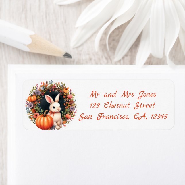 Etiqueta Halloween Floral Wreath - O Coelho - Endereço (Insitu)