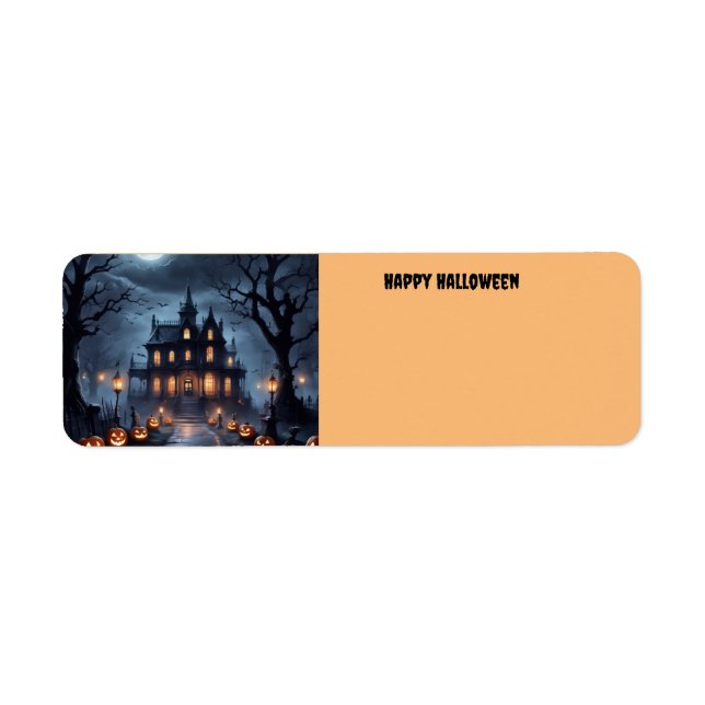 Etiqueta Halloween Haunted House (Frente)
