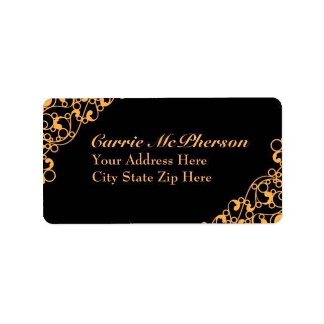 Etiqueta Halloween Orange Flourish Address Labels (Frente)