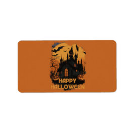 Etiqueta Halloween-Schloss unter Mondlicht