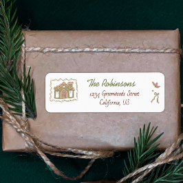 Etiqueta Hand Drawn doodle green peach christmas