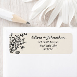 Etiqueta Hand Drawn Doodles Wedding Return Address
