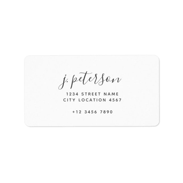 Etiqueta Hand Lettered Calligraphy Script Name Address (Frente)