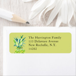 Etiqueta Hand-Painted Pineapple Chartreuse Return Address 
