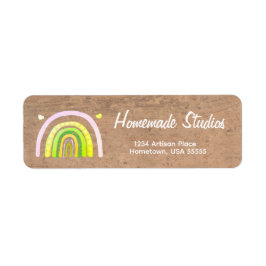 Etiqueta Handmade Artisan Rainbow Woodgrain