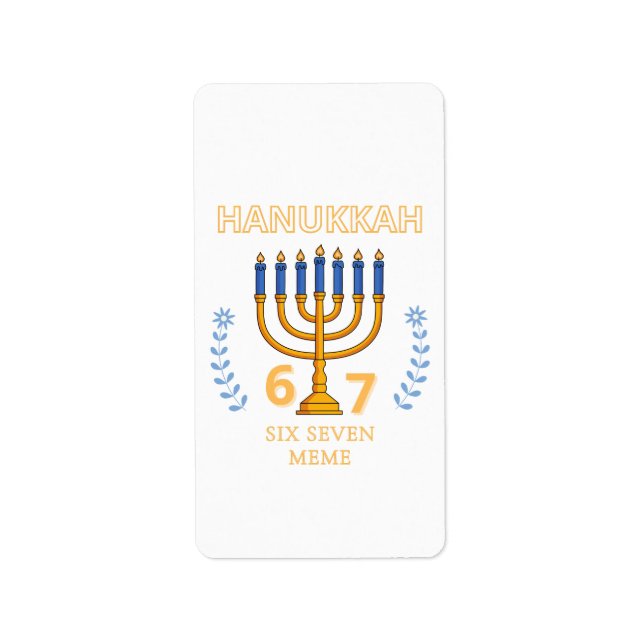 Etiqueta Hanukkah 67 Seis Sete Meme (Frente)