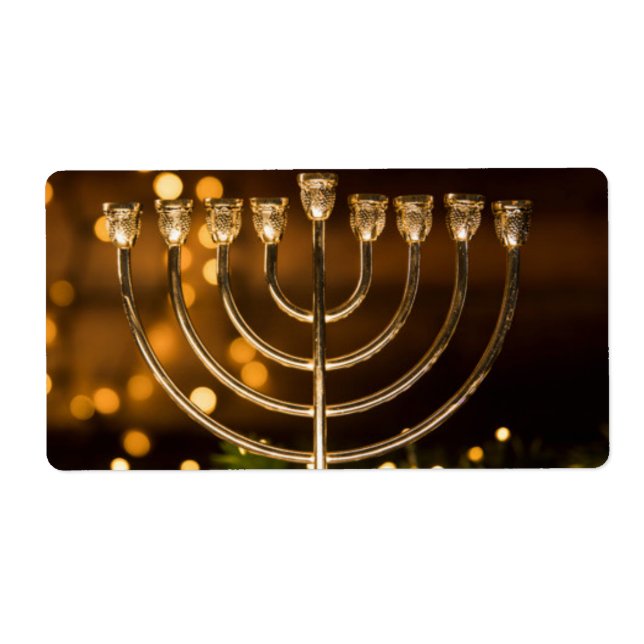 Etiqueta Hanukkah Menorah (Frente)