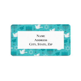 Etiqueta Hanukkah Menorah Dove Star