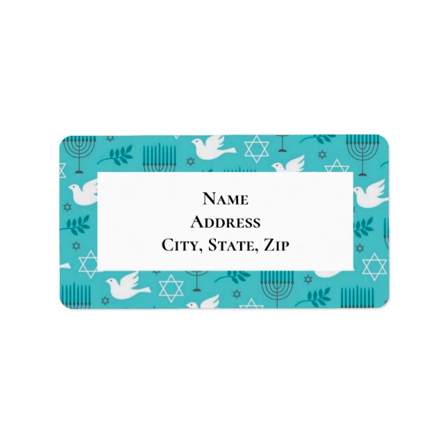 Etiqueta Hanukkah Menorah Dove Star (Frente)