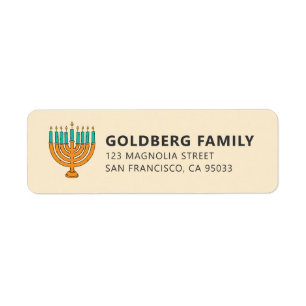 Etiqueta Hanukkah Saudação simples e moderna por velas