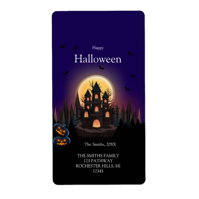 Etiqueta Happy Halloween Castle (Frente)
