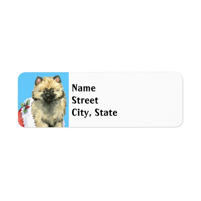 Etiqueta Happy Howlidays Keeshond (Frente)