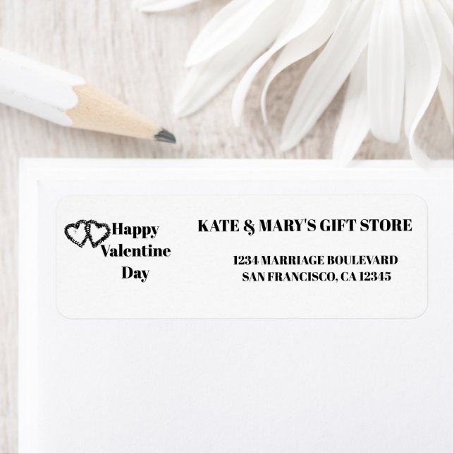 Etiqueta Happy Valentine's Day Business Name Website (Insitu)