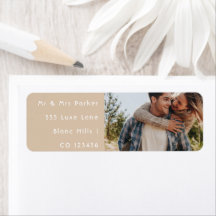 Happy Wedding Couple Photo Return Address