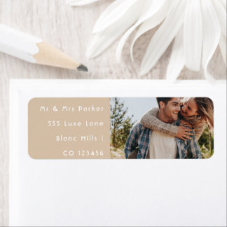Etiqueta Happy Wedding Couple Photo Return Address