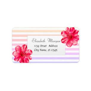 Etiqueta Hawaiian Hibiscus Ombre Stripes