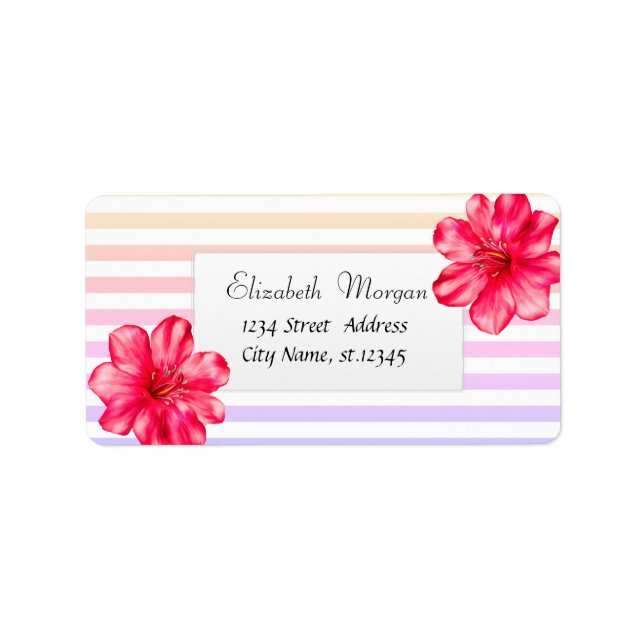 Etiqueta Hawaiian Hibiscus Ombre Stripes (Frente)