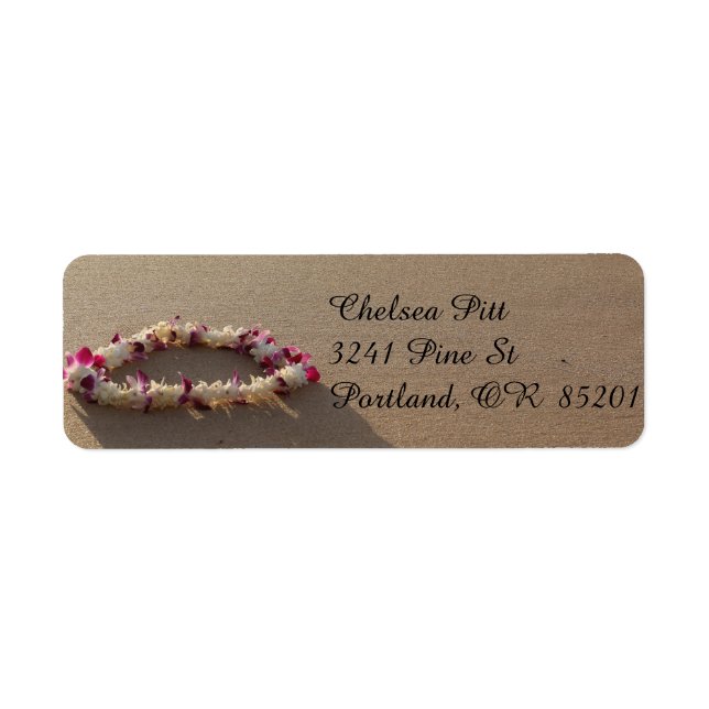 Etiqueta Hawaiian Lei Beach Address Labels (Frente)