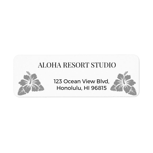 Etiqueta Hawaiian Minimal Hibiscus - Reply Address (Frente)