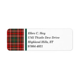 Etiqueta Hay Clan Red e Green Scottish Tartan
