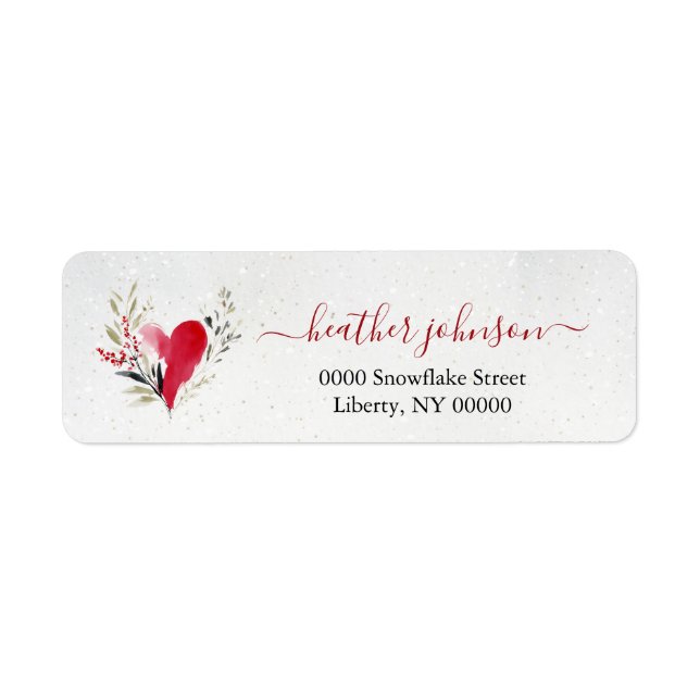 Etiqueta Hearthlight Notes Winter Cozy Heart Personalized (Frente)