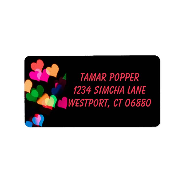 Etiqueta Hearts on Black Address Labels (Frente)