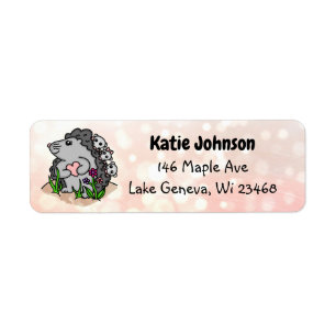 Etiqueta Hedgehog Mama e seus bebês personalizados
