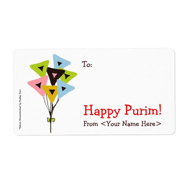 Etiqueta "Hélio Hamantaschen" Mishloach Manot Labels (Frente)