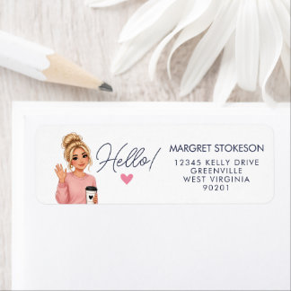 Etiqueta Hello Blonde Lady Heart Return Address Label 