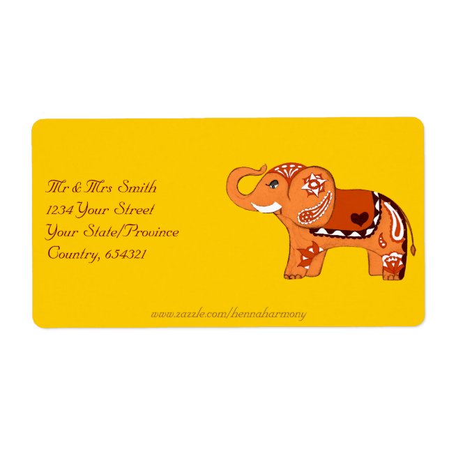 Etiqueta Henna Elephant (Laranja/Vermelho) (Frente)