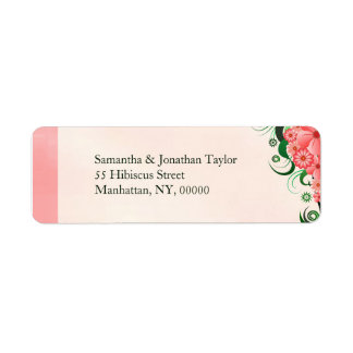 Etiqueta Hibiscus Floral Cor-de-rosa Pequeno Endereço Etiqu