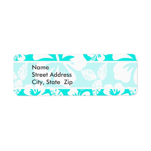 Etiqueta Hibiscus Tropical de Turquesa Brilhante (Frente)