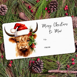Etiqueta Highland Cow Festive Fazenda Feliz Presente de Nat