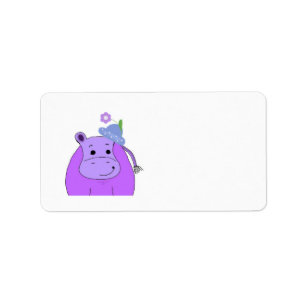 Etiqueta Hippopotamus com Chapéu e Flor