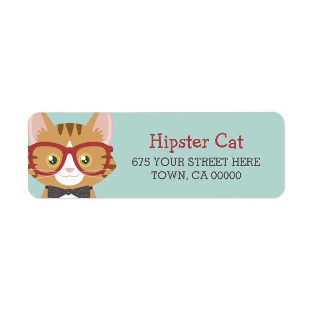 Etiqueta Hipster Laranja Tabby Gatos (Frente)