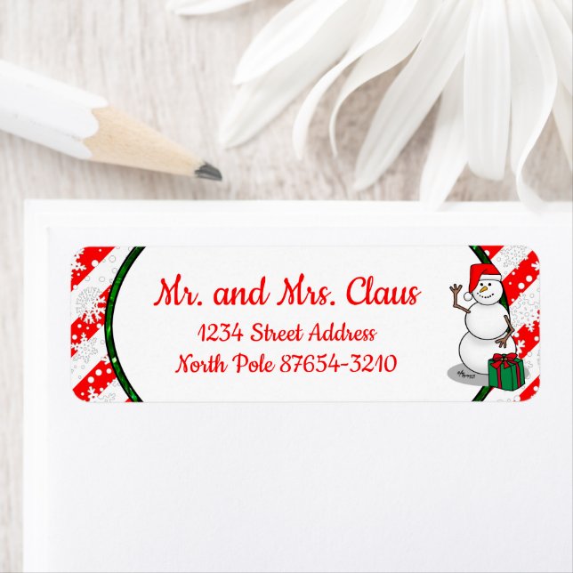 Etiqueta Ho Ho Feliz Papais noeis de Natal Bonito Snowman (Insitu)