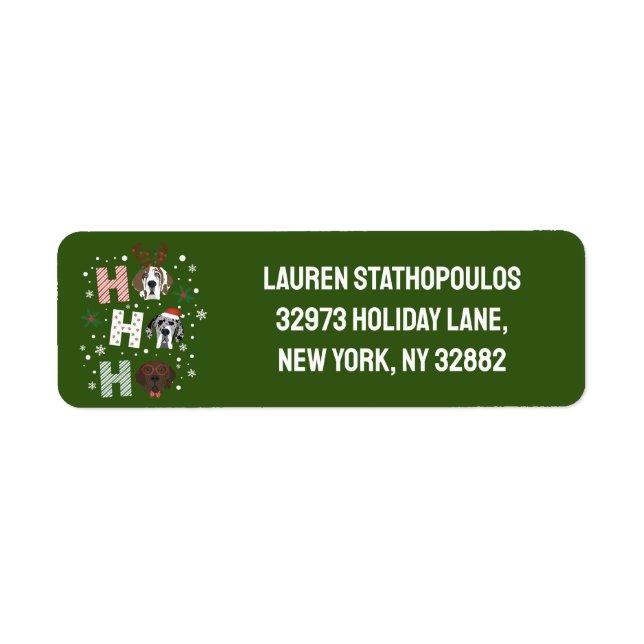 Etiqueta Ho Ho Grande Dane Feliz Natal (Frente)