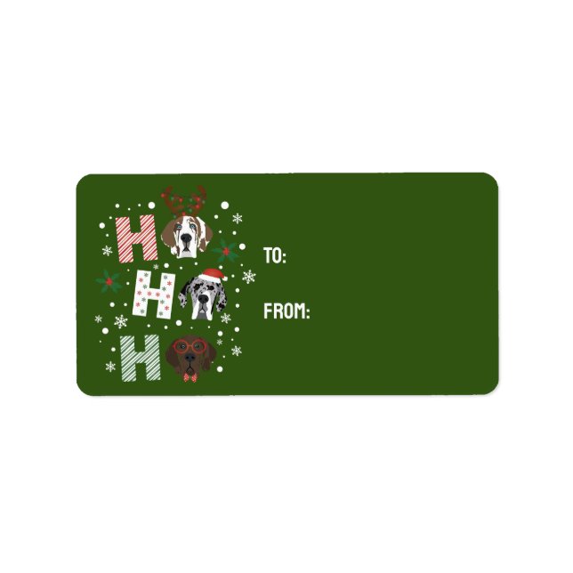 Etiqueta Ho Ho Grande Dane Feliz Natal (Frente)